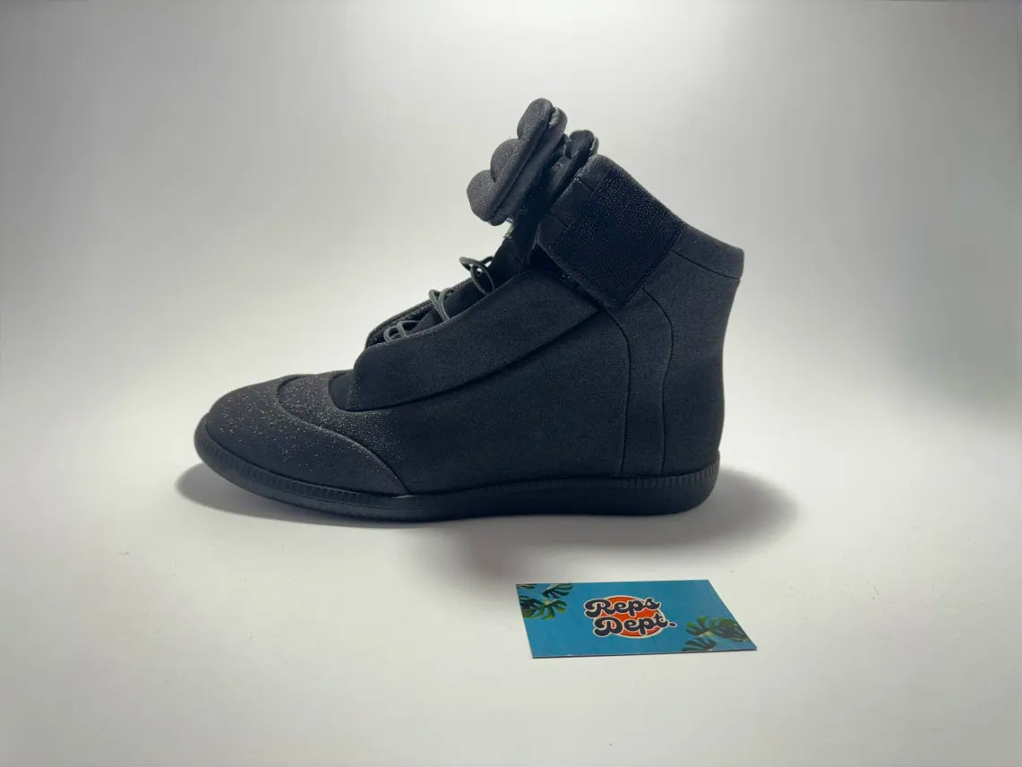 MM6~ Maison Margiela Future High Leather Sneakers Black Glitter