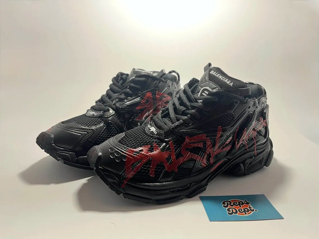 BALENCIAGA Runner - Black Red Graffiti