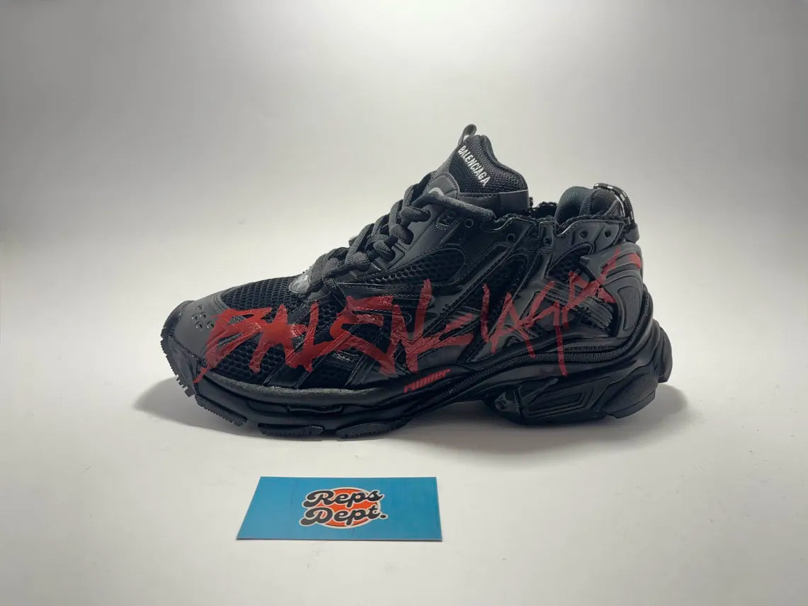 BALENCIAGA Runner - Black Red Graffiti